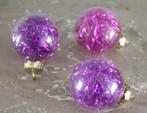 set van 3 paarse kerstballen, Ophalen of Verzenden, Gebruikt