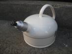 Mooie vintage emaillen waterketel, fluitketel crème emaille, Ophalen of Verzenden