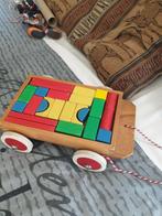 Vintage houten kar met gekleurde hoiten blokken, Ophalen, Gebruikt