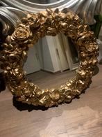 Gouden bloemen spiegel barok zwaar, Ophalen, Minder dan 50 cm, Rond, Zo goed als nieuw