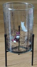 windlicht glas met dierenprint in metalen montuur, volgnr 43, Huis en Inrichting, Overige materialen, Ophalen of Verzenden, Zo goed als nieuw