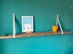 Wandplank steigerhout & wanddragers groen, Ophalen, Gebruikt