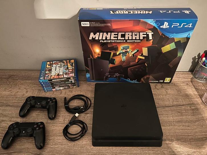 Playstation 4 met 2 controllers en spellen, Spelcomputers en Games, Spelcomputers | Sony PlayStation 4, Zo goed als nieuw, Original