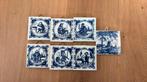 7 (Delft Blauw) wandtegels 5x5 cm, Antiek en Kunst, Antiek | Wandborden en Tegels, Ophalen of Verzenden