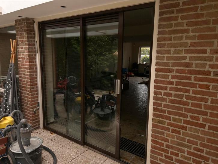 Schuif deur en kozijnen, Doe-het-zelf en Verbouw, Kozijnen en Schuifpuien, Gebruikt, Deurkozijn, Hout, 75 tot 150 cm, Ophalen
