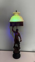 Oude bronzen lamp van een Smit met Uranium glazen kap, Ophalen of Verzenden