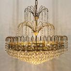 Vintage kristallen hanglamp, Hollywood Regency kroonluchter, Gebruikt, Ophalen of Verzenden