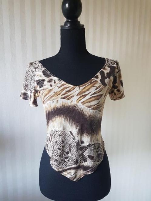 Glamour boho chic top! Animal print tijger panter 34 / 36 XS, Kleding | Dames, Tops, Gedragen, Maat 34 (XS) of kleiner, Beige