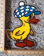 Vintage sticker geel Eendje duck lelijk Eendje geruit petje, Verzamelen, Ophalen of Verzenden, Zo goed als nieuw, Overige typen