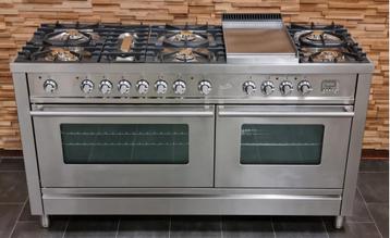 Luxe Fornuis Boretti 150cm rvs 8 pits Frytop 2 ovens beschikbaar voor biedingen