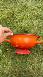 Stevig oranje emaille vintage vergiet, Ophalen, Gebruikt