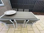 Tafel met 6 lichtgewicht stoelen, Ophalen, Zo goed als nieuw, Aluminium