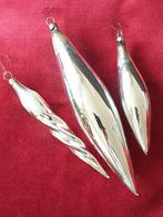 3 Oude Retro Vintage Zilveren Kerstballen Pegels Jaren 60 70, Ophalen of Verzenden