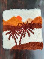 Vintage klink haak tapijt tropisch strand, Huis en Inrichting, Woonaccessoires | Kussens, Ophalen of Verzenden, Gebruikt, Oranje