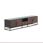 Tv meubel visgraat bruin mangohout 250cm, Info@savoireinteriors.com, Ophalen of Verzenden, 200 cm of meer, Minder dan 100 cm