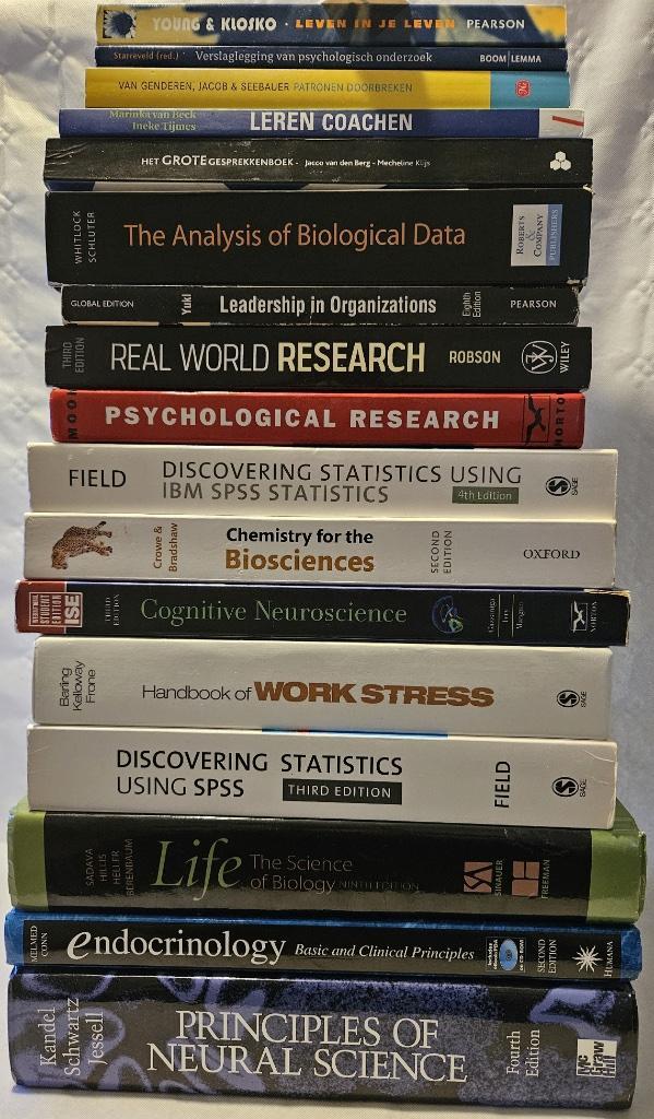 Studieboeken PsychoBiologie en Psychologie WO Universiteit, Boeken, Studieboeken en Cursussen, Zo goed als nieuw, WO, Beta, Ophalen of Verzenden