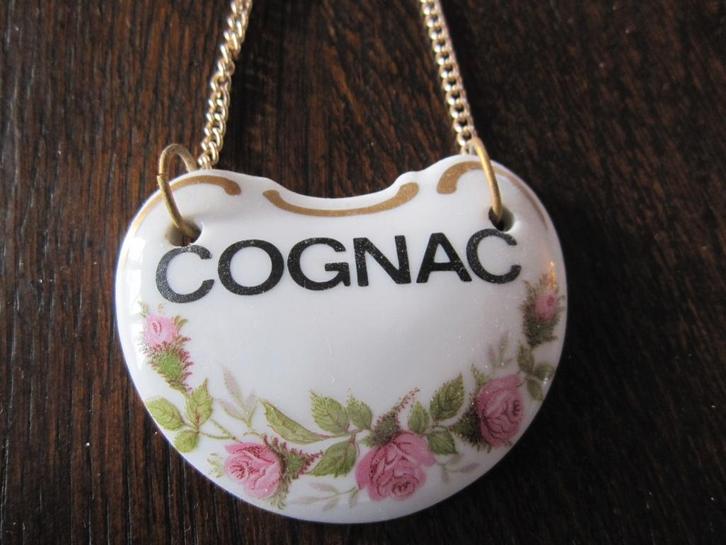 Mooie karaf label - porselein - Cognac - vergulde ketting, Antiek en Kunst, Antiek | Porselein, Verzenden