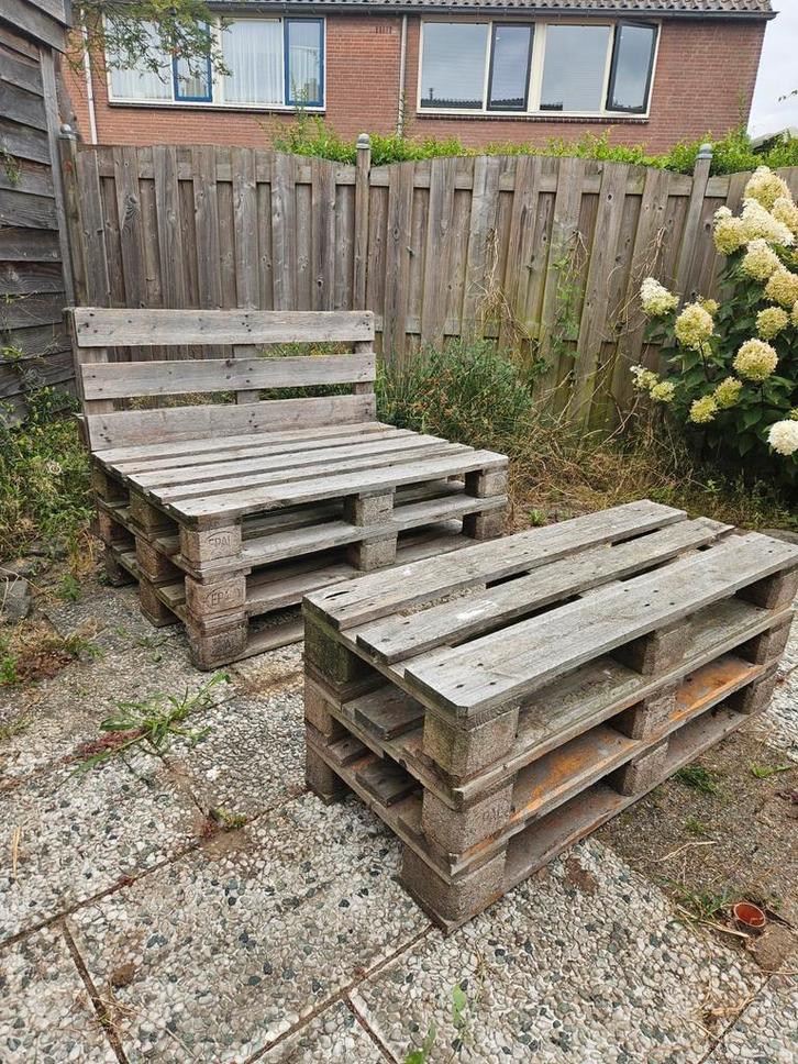 Pallet loungebank, Tuin en Terras, Terrasdelen en Vlonders, Gebruikt, Hout, Ophalen