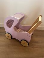 Houten Poppenwagen met Beddengoed, Ophalen, Gebruikt, Jongen of Meisje