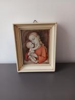 Religieus schilderij Madonna met kind in houten lijst, Ophalen of Verzenden, Gebruikt, Kaart of Prent, Christendom | Katholiek