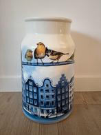 Heinen Melkbus vaas Grachtenpanden, Huis en Inrichting, Ophalen, Blauw, Aardewerk of Porselein, Zo goed als nieuw
