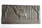 zware gegoten sierplaat hert 20x40 cm jacht natuur, Antiek en Kunst, Ophalen of Verzenden