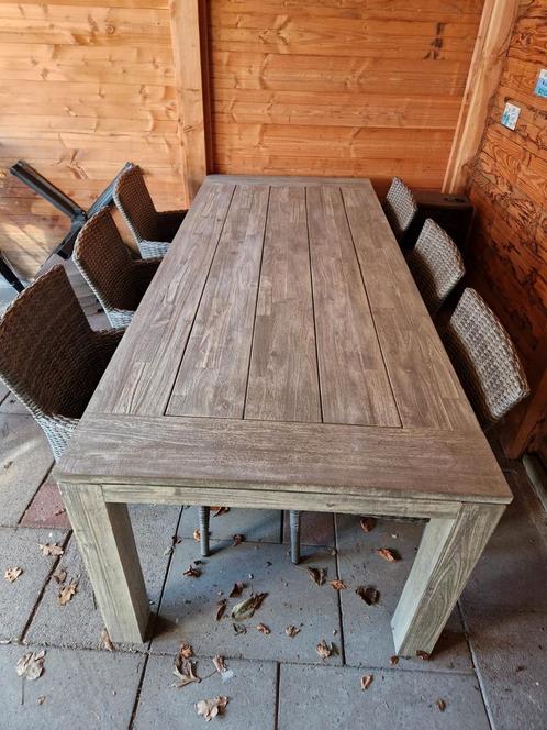 Tuinset tafel met 6 stoelen, Tuin en Terras, Tuinsets en Loungesets, Zo goed als nieuw, Tuinset, Rotan, 6 zitplaatsen, Eettafel