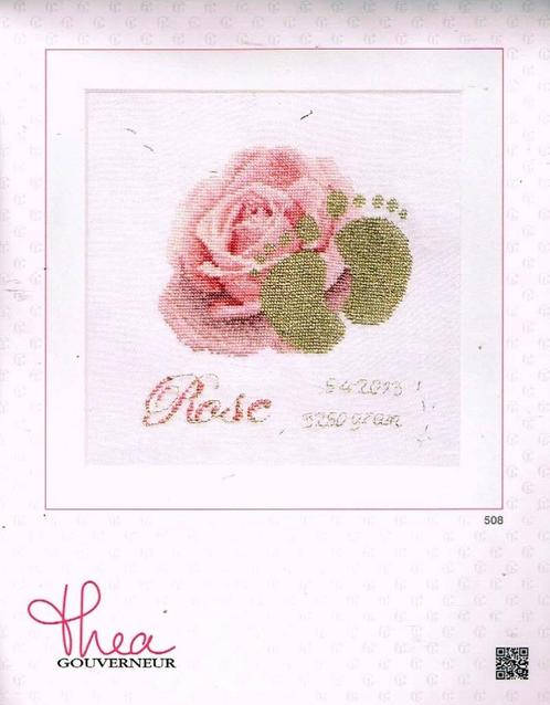 Cado thea gouverneur bordurpakket geboorte, rose 508, Hobby en Vrije tijd, Borduren en Borduurmachines, Nieuw, Borduurpakket, Handborduren