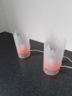 2x vlamlampje tafellamp met fluoriserend plexiglas, Huis en Inrichting, Lampen | Tafellampen, Ophalen of Verzenden, Zo goed als nieuw