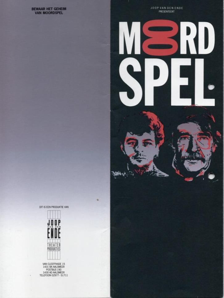 Programmaboek toneelstuk "Moordspel", Verzamelen, Overige Verzamelen, Gebruikt, Ophalen of Verzenden