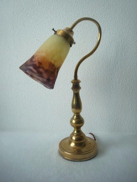 Franse Muller Freres Luneville Art Deco BureauTafellamp 1920, Antiek en Kunst, Antiek | Lampen, Ophalen