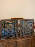 Twee Antieke glas in lood panelen 65x58 per paneel, Antiek en Kunst, Ophalen of Verzenden