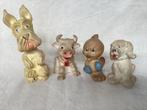 4 Rubberen piepbeestjes vintage, Ophalen of Verzenden