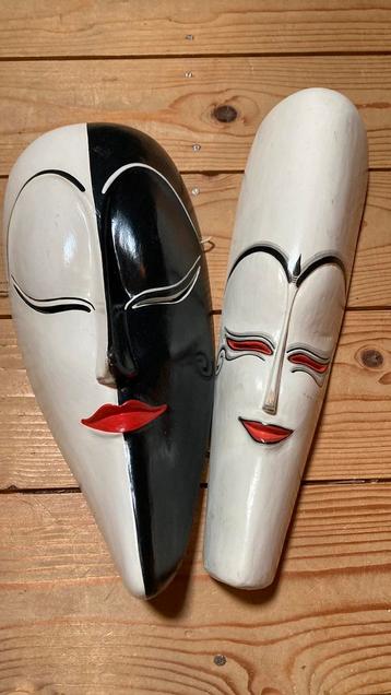 2 Maskers Indonesie Wayan Muka Bali Mas UBUD Prijs Per Stuk! beschikbaar voor biedingen