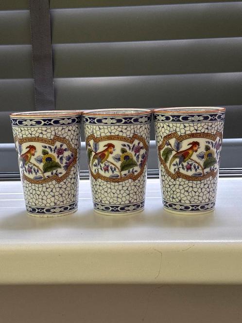 3x Chinese Porselein Bekers Vogelmotief, Antiek en Kunst, Antiek | Porselein, Ophalen of Verzenden