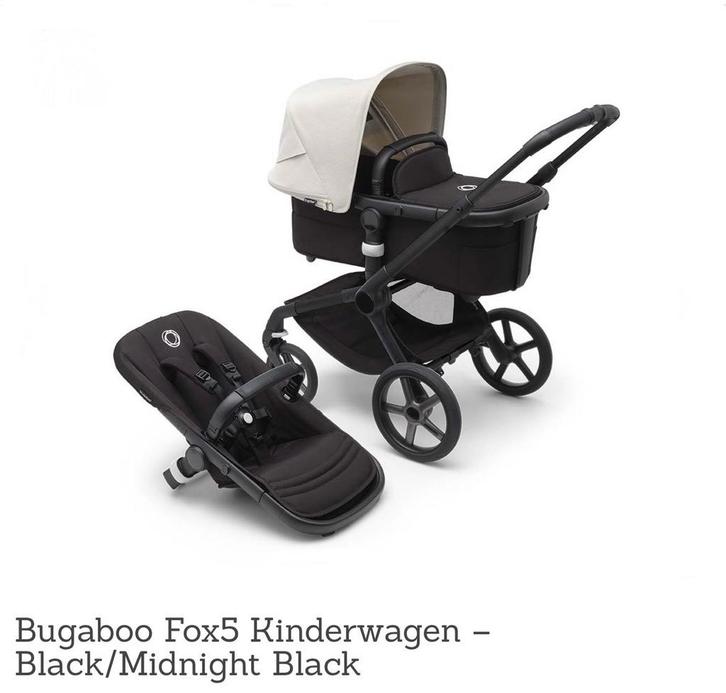 Bugaboo Fox 5 Midnight black, Kinderen en Baby's, Kinderwagens en Combinaties, Zo goed als nieuw, Kinderwagen, Bugaboo, Met reiswieg
