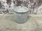 Authentieke oude grote zinken wasketel met deksel - 50 liter, Ophalen
