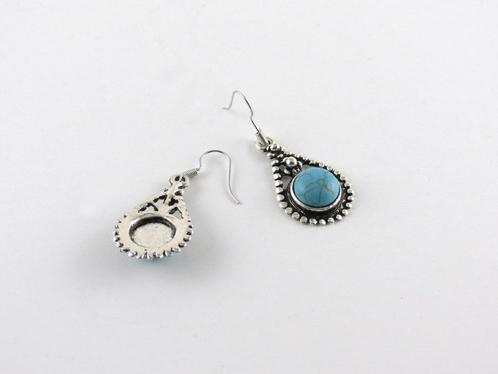 Mooie imitatie turquoise oud zilverkleurige franse oorbellen, Sieraden, Tassen en Uiterlijk, Oorbellen, Nieuw, Hangers, Overige materialen