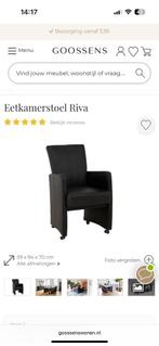 Leren eetkamerstoelen Goossens model Riva (6 stuks), Ophalen, Gebruikt, Zwart, Leer