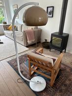 Vintage jaren 70 paddestoel vloerlamp wit met bruine kap, Ophalen, Gebruikt, 150 tot 200 cm