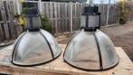 2 industriële  hanglampen, Huis en Inrichting, Lampen | Hanglampen, Ophalen, Nieuw, Glas, 50 tot 75 cm