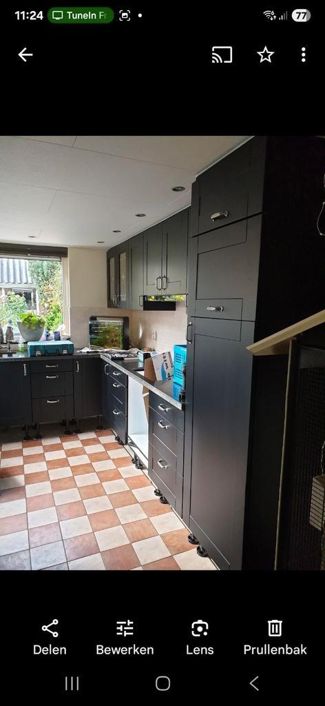 Mooie zwart landelijke grando keuken, Huis en Inrichting, Keuken | Complete keukens, Hoekkeuken, Graniet of Steen, Ophalen