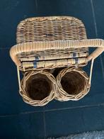 Vintage Picknickmand met flessenhouders, Hobby en Vrije tijd, Picknickmanden, Ophalen of Verzenden, Gebruikt, Zonder inhoud