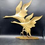 Vintage Messing Wandsculptuur Vliegende Vogels Eenden 41cmh, Antiek en Kunst, Ophalen of Verzenden