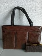 damestas van krokodillenleer met portemonnaie, Ophalen of Verzenden, Zo goed als nieuw, Bruin, Handtas