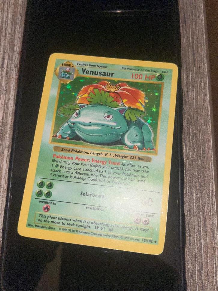 Pokemon kaarten shadowless venusaur gyarados base set 1999, Hobby en Vrije tijd, Verzamelkaartspellen | Pokémon, Zo goed als nieuw
