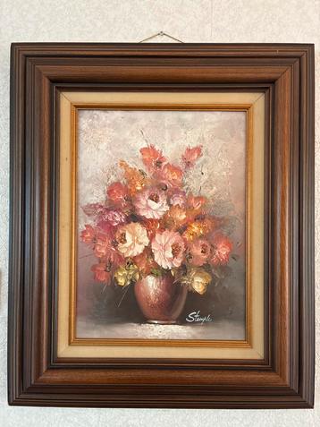 Schilderij Stemple - Bloemenstilleven met Certificaat beschikbaar voor biedingen