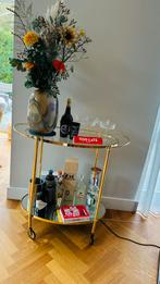 Stijlvolle Butler Trolley / Drankenkar. Goudkleur, Gebruikt, Overige kleuren, Ophalen of Verzenden, Glas