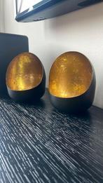 Theelichthouders Eggs - waxinelichthouder - zwart goud, Ophalen of Verzenden, Nieuw, Zwart, Minder dan 25 cm