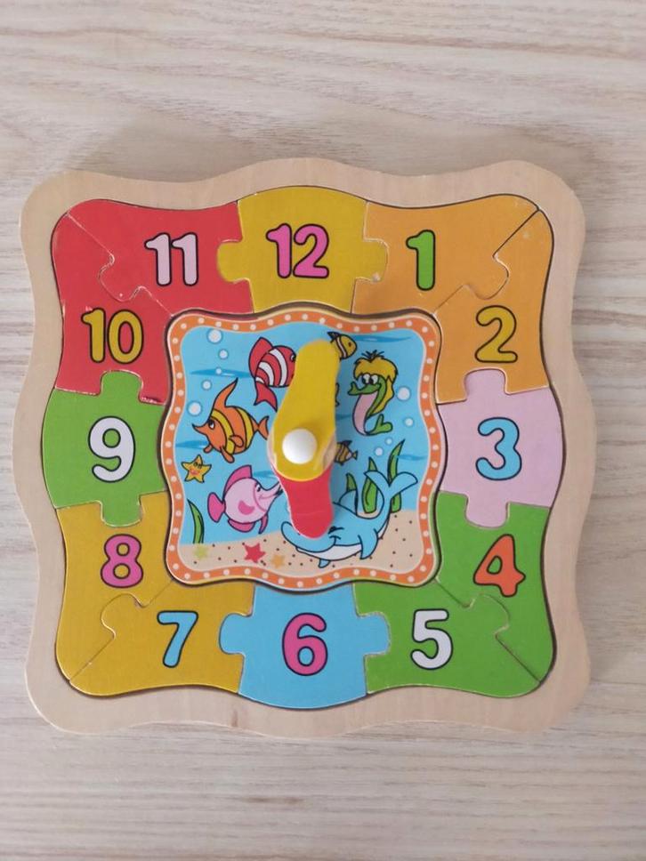 Houten Puzzel Klok - Leerzaam Speelgoed, Kinderen en Baby's, Speelgoed | Kinderpuzzels, Zo goed als nieuw, 2 tot 4 jaar, 10 tot 50 stukjes